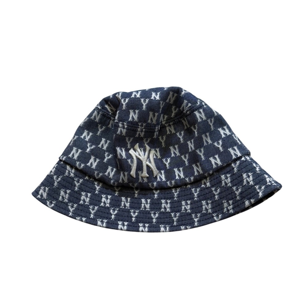 MLB New York Yankees Bucket Hat OS Navy Blue Monogram Baseball Sports Retro